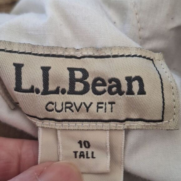 LL Bean Curvy Fit Corduroy Pants 10 TALL Flat Front Stretchy Back Soft Tan 10T - Picture 10 of 15